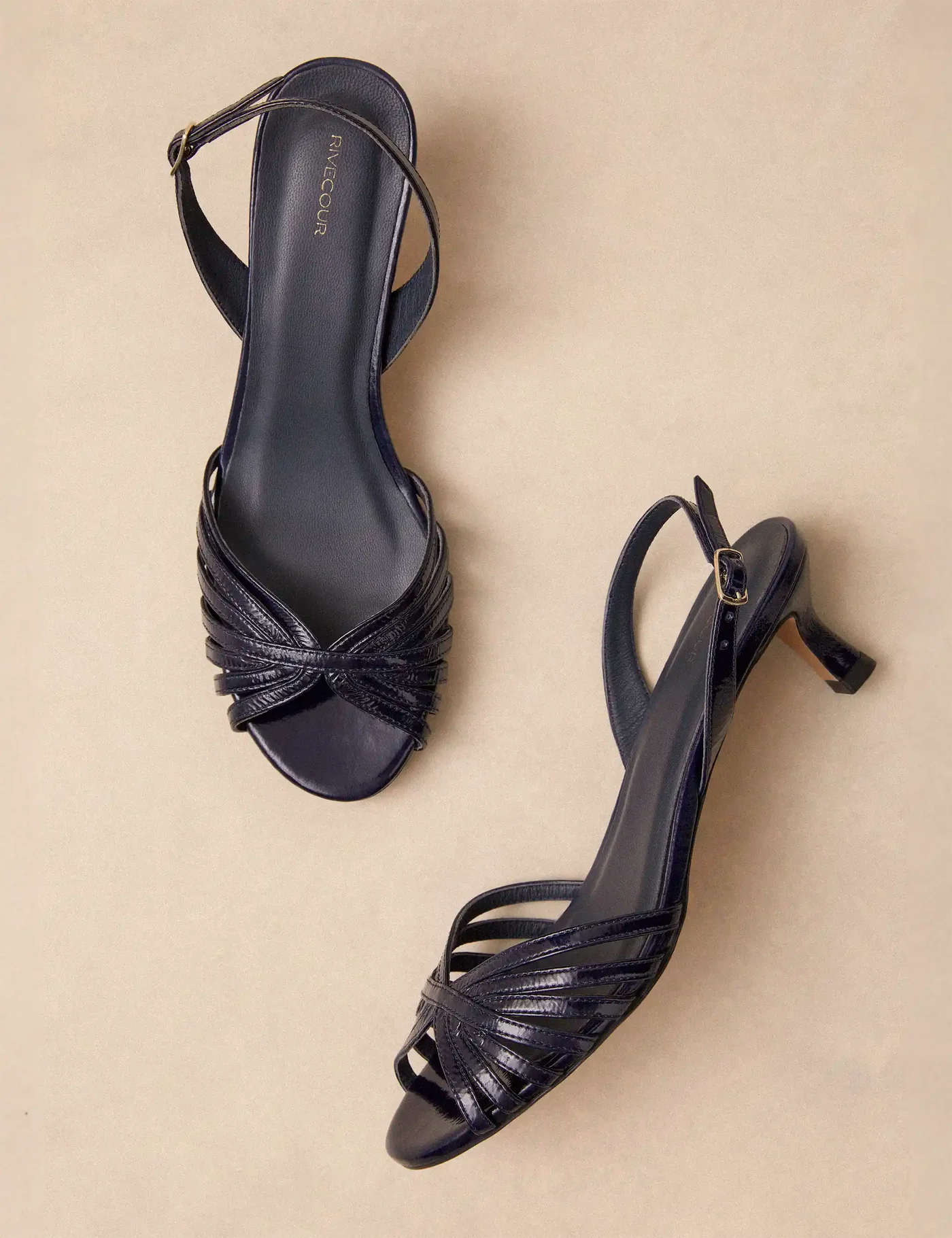 Sandales N°460 cuir vernis marine