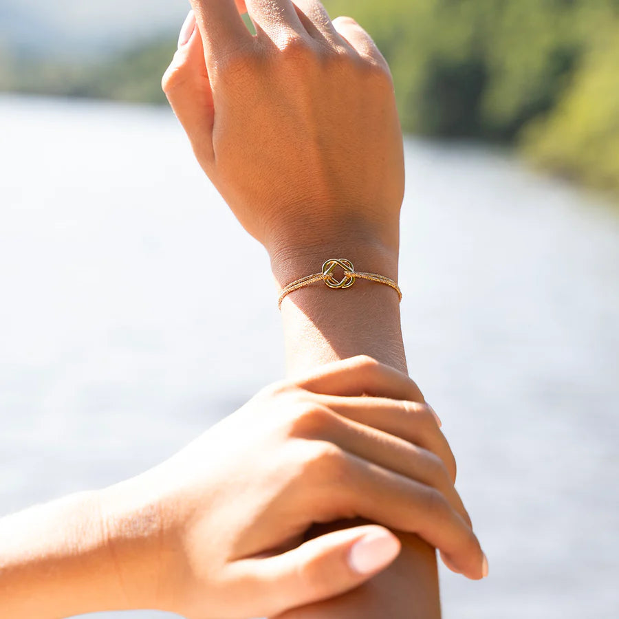 Bracelet trefle - plaque or - Or pailleté