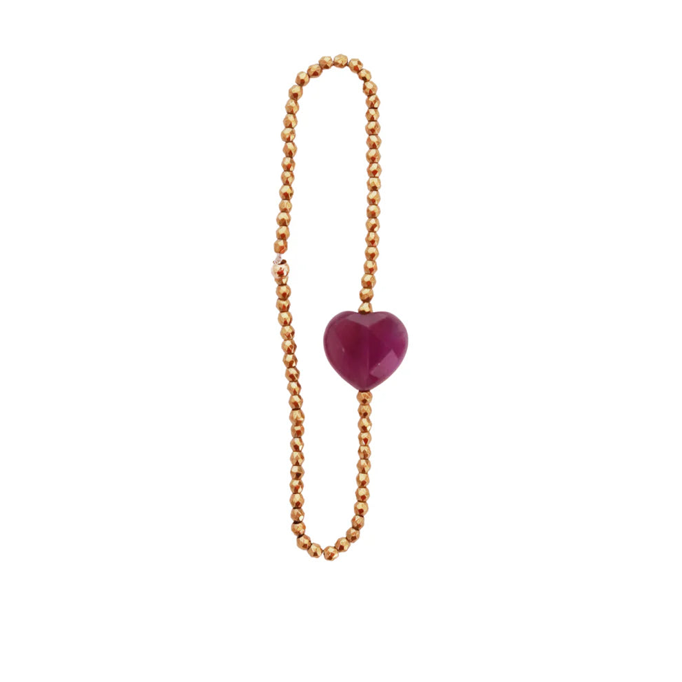 Bracelet coeur de pierre - oeil de tigre