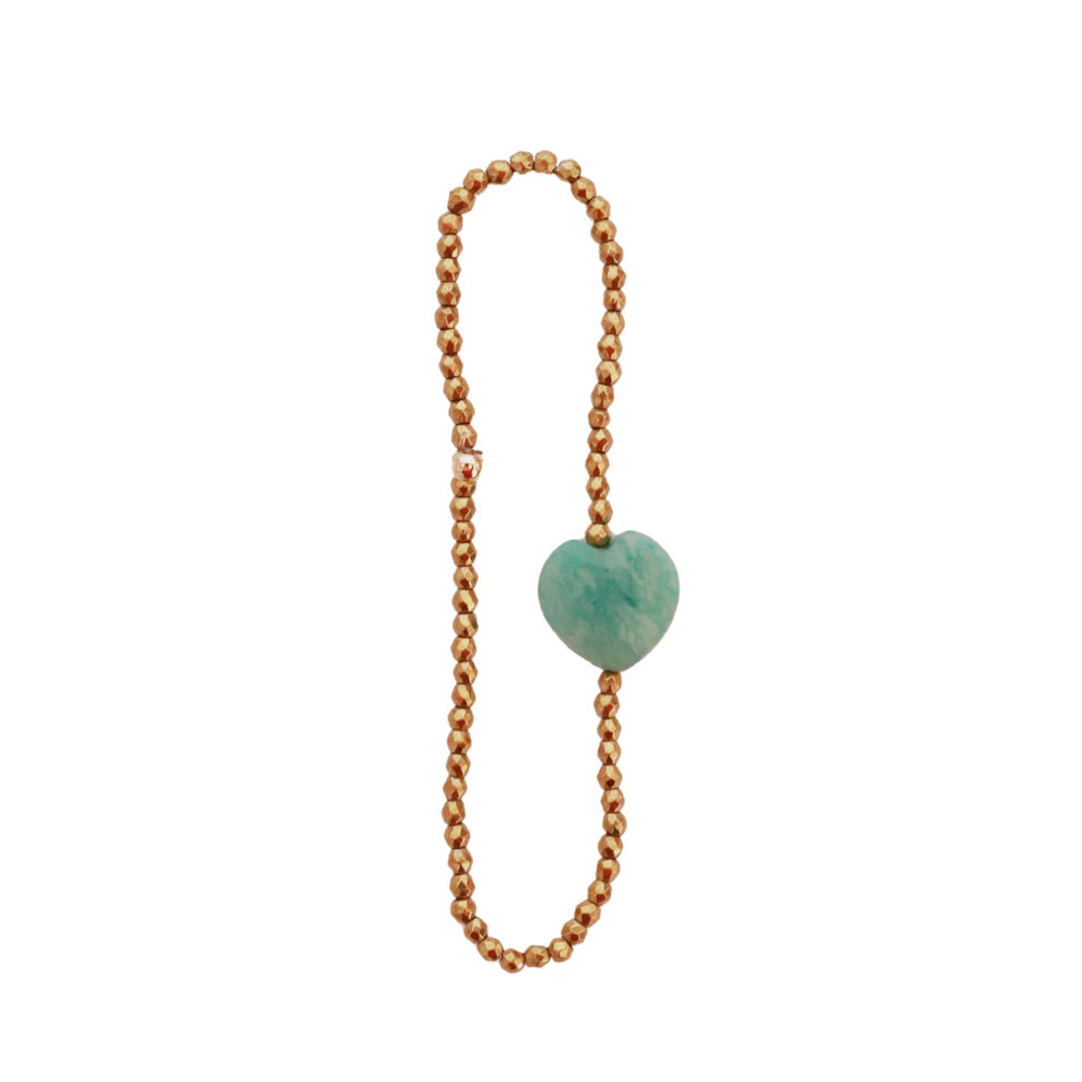 Bracelet coeur de pierre - amazonite