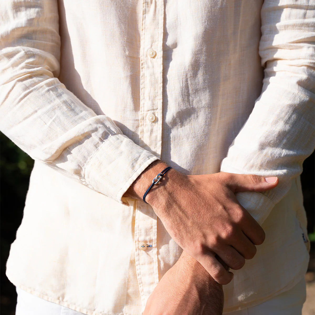 Bracelet Union plaqué argent 16 mm - Marine