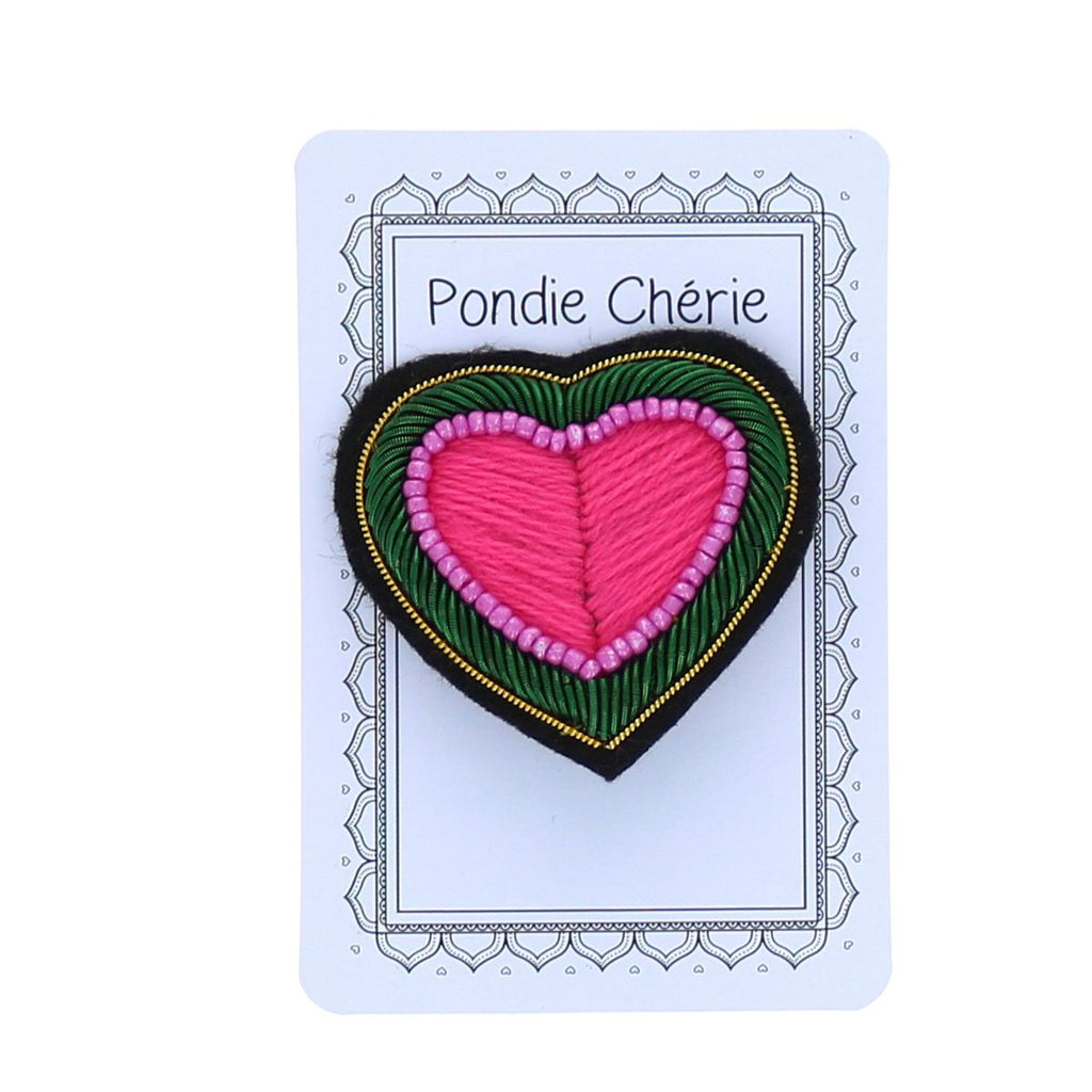 Broche coeur rose