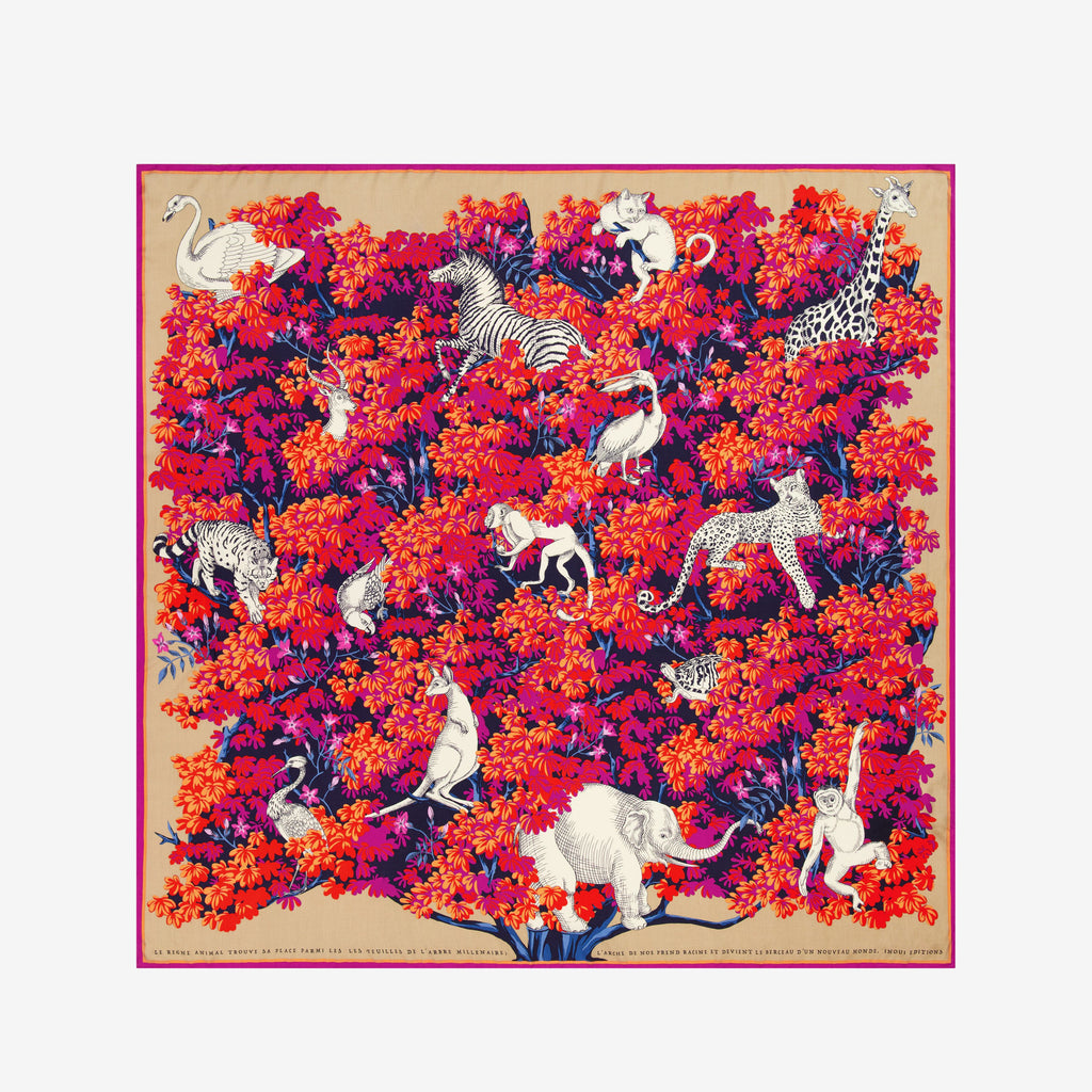 Carre 130 bestiaire - fuchsia 3