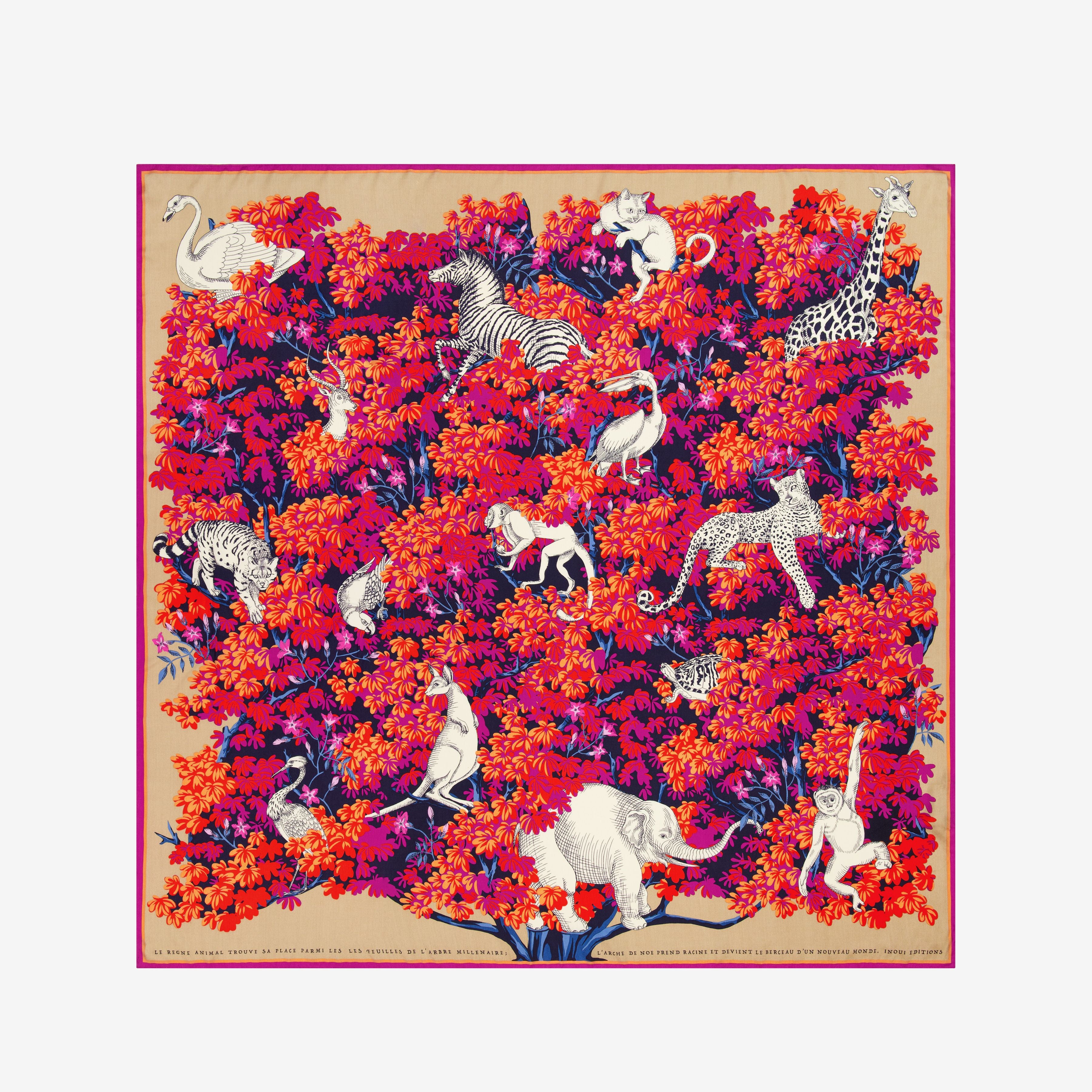 Carre 130 bestiaire - fuchsia 3