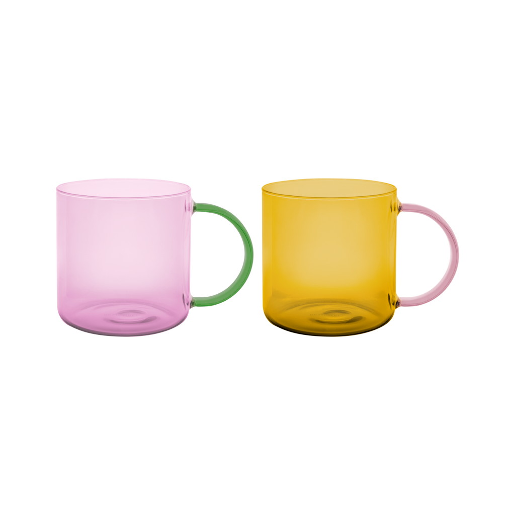 Fred - Set 2 Mugs en verre - rose