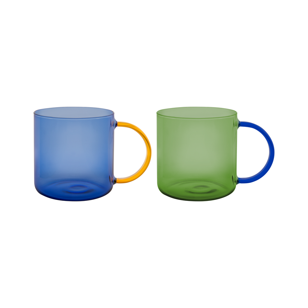 Fred - Set 2 Mugs en verre - Green blue