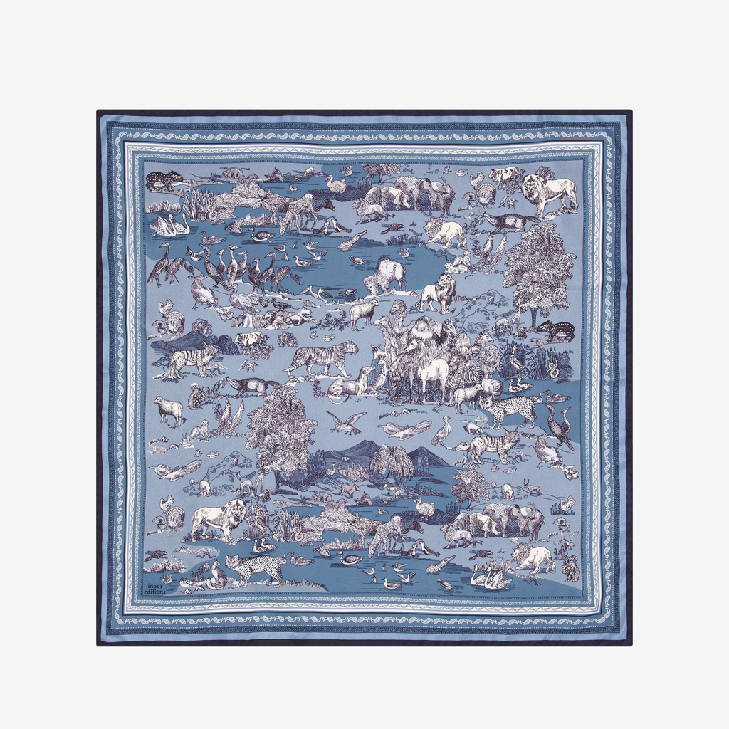 Carré 65 - Rêverie - Kaki /Bleu