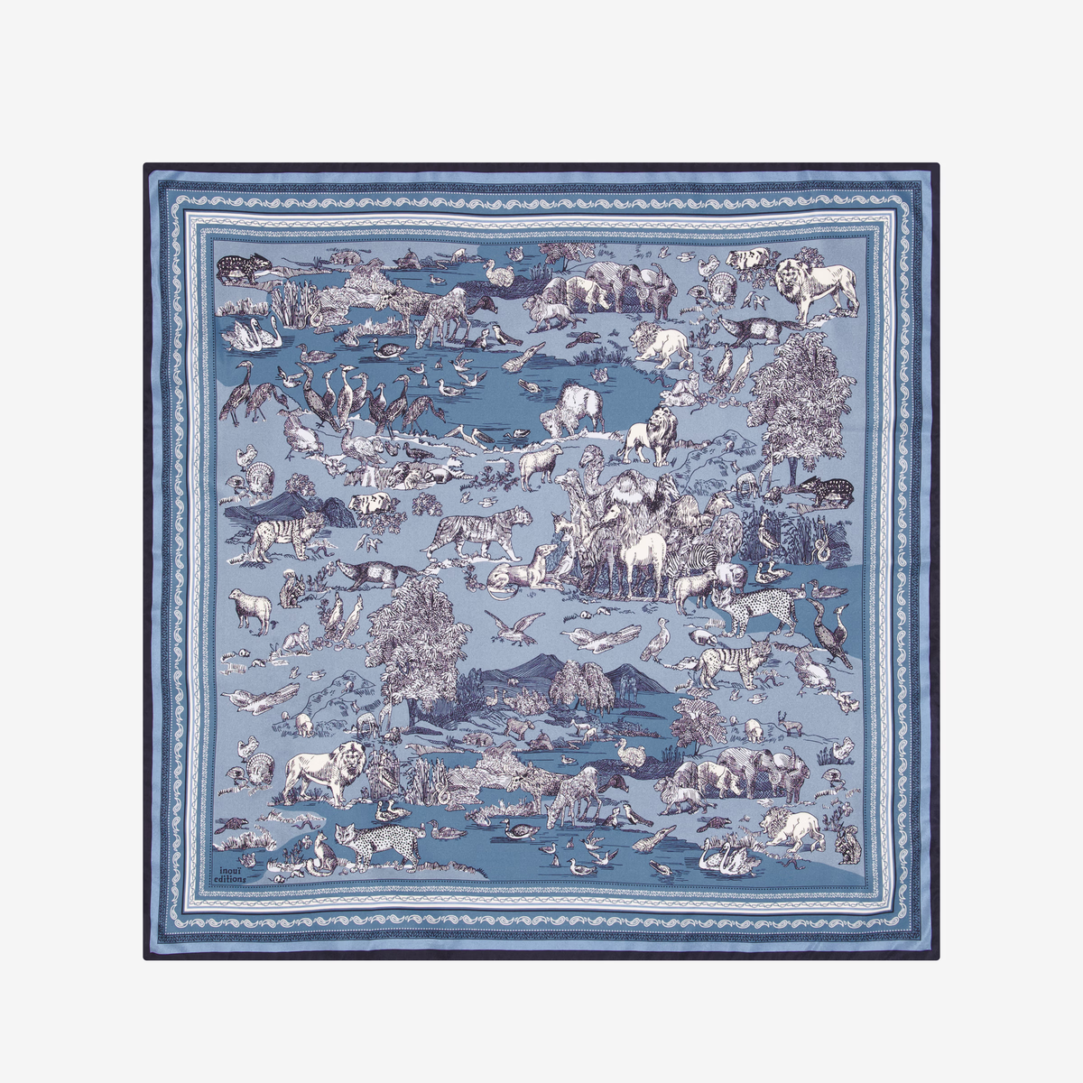 Carré 65 - Rêverie - Kaki /Bleu