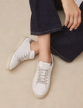 Baskets N°14 cuir blanc/dore